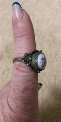 Vintage Soviet Rostov Finift Floral Enamel Ring Russian White Enamel Size 7.5