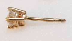 Natural Diamond 1/2ctw Studs Round 14k Yellow Gold Earrings Secure Lock Backs