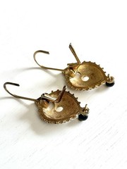 Vintage Edgar Berebi Black & Gold Enamel Earrings Art Deco Victorian Gothic Chic