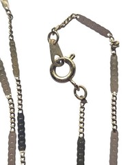 Vintage Etched /Engraved Gold Filled Pendant/Pin~ 24″ Gold Tone Unusual Chain