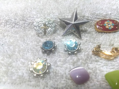 Lot of 17 Earrings Pins Crystals Rhinestones Buckle Parts For Parts Repair Use