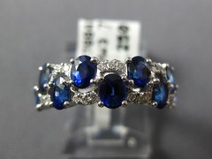 WIDE 2.46CT DIAMOND & AAA SAPPHIRE 18KT WHITE GOLD OVAL & ROUND ANNIVERSARY RING