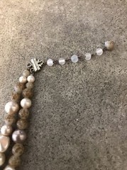 Vintage Coro Creamy Beige Gold Tones Painted Faux Pearls 2 Strand Necklace