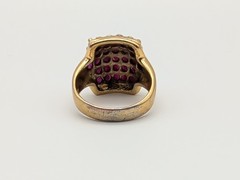 Vintage Gold over 925 Sterling Silver Ruby Pavé Ring Sz 9
