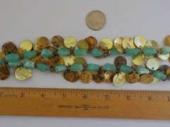 Double Strand Shell Disc Plastic Nuggets Necklace 15″ Long Drop Dangle