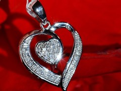 10k white gold pendant 0.10ct natural diamond heart charm vintage 1.16gr N3318