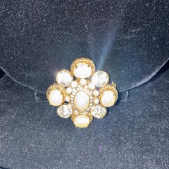 2 Inch Graziano Brooch Rhinestones And Faux Pearls.