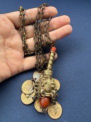 Vintage Yemeni Jewish Amulet Pendant Necklace Coin Charms Tribal