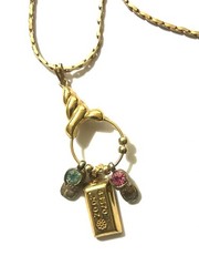 Vintage Signed Monet Gold Tone Charm Holder Necklace Monet Charms