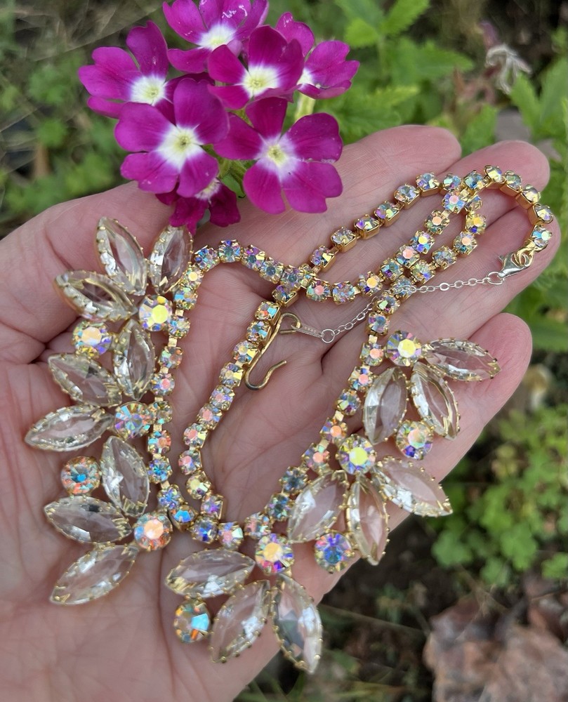 🔥Vint. AB Clear-Champagne Rhinestone Necklace Not Signed (was $99)