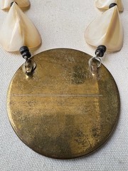 Vintage 1950s-1970s Estate Necklace MOP Teardrop Beads & Geometric Pendant 18”✨