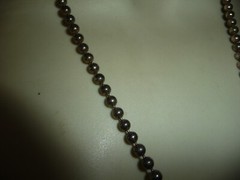 PD PENDANT SILVER TONE L BLACK STONE w HEAVY BALL BEAD CHAIN NECKLACE #26/19K