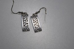 LOT Pierced Earrings Dangle Drop Silver Tone scroll hoop wire MN10