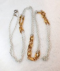 ** RARE Vintage Crown Trifari White & Goldtone Station Necklace – 56 In. **