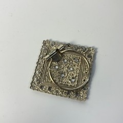 Scarf Clip Silver Tone Ornate Filigree Square Vintage 1.25in