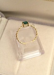 Vintage Jewellery Yellow Gold Twist Band Ring Emerald Antique Deco Jewelry