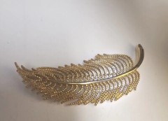 Monet Marked Brooch 3D Leaf Gold Tone Rare N0070