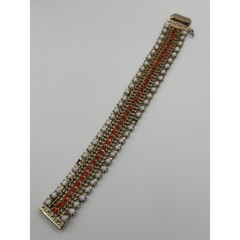 Vintage Hobe Bracelet Multicolor Rhinestone Gold Tone READ