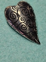 Vintage Silver Heart Swirling 2″ Signed Thailand
