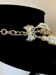Vintage Carol Lee six strand pearl and metal bead Choker necklace