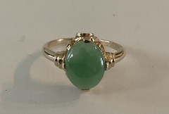 Vintage 14K Yellow Gold 9.5mm Light Green Jade Jadeite Ring 2.63 gr Size 5 1/2