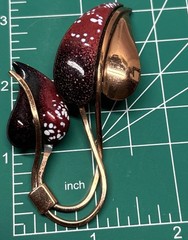 Vintage Matisse Renoir Copper Enamel Leaves Brooch Pin Red Signed Estate 3” Long
