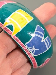 Vintage Hand Painted Wide Bangle Bracelet Summer Clothes Swimming 8.5 in