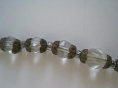 Round Faceted Clear Beads & Brass Flower Choker Necklace 1940s 16″ GUC
