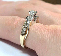 Princess and Baguette .60 Carat Diamond 14k Gold Engagement Ring Size 6
