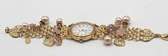 Vintage RARE Signed Kirks Folly Goldtone Blushing Heart Watch 1994 7.5″