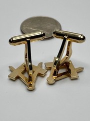Vintage Anson Gold Tone Masonic Square Compasses Cufflinks Fraternal Mid Century