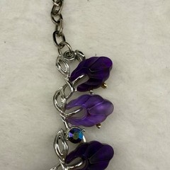 Vintage Thermoset Necklace Purple Rhinestone Special Piece Adjustable 17”