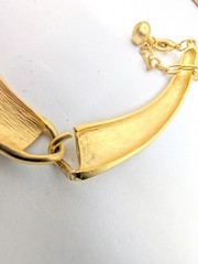 Anne Klein Collar Necklace & Earrings Satin Brushed Gold Tone Chunky Runway Read