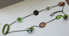 Vintage 3 MCM Necklaces Lot-Glass Metal Lucite Plastic