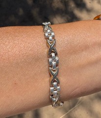Vintage 925 Sterling Italy Link X Bracelet 7 Inches
