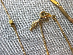 Lot 4 Necklaces Curved Links, Attached Pendant, Chains w/ Tiny Beads, 2 TRIFARI