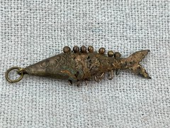 Vintage Articulated Fish Pendant Necklace Bronze Tone 1 1/2 Inch
