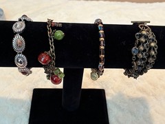 Stunning Lot of 4 Unique Vintage Boho Style Bracelets – Chains, Charms