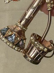 Anthony Aquilino Sterling Rhinestone Water Pump with Bucket 1947 Pin Brooch RARE