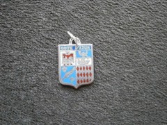 Cote d’Azure France Vtg Sterling Silver Enamel Travel Shield Bracelet Charm 2.0g