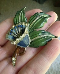 Pot Metal 1930s Floral Enamel Brooch