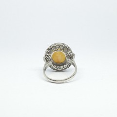 Vintage Platinum Rosette Ring With Opal and Diamonds – 950