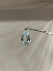 VTG 1970S 80S HUGE FAUX AQUA MARINE PENDANT STONE SILVER SETTING NECKLACE GEMS