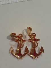 Vintage Anchors Aweigh Red Enamel Nautical Clip-On Earrings Jewelry