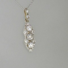 Lab Created Diamond Art Deco Style Round Cut Engagement 925 Silver Gift Pendant