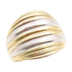 925 Sterling Silver Vintage Ring Gold Plated SETA Fluted Dome Sz 9.5 RG35171