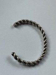 Vintage Twist Nonmagnetic Silver Cuff Bangle Bracelet – 2.25 inches in diameter