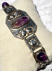 Antique Arts & Crafts 1908-1910 THEODOR FAHRNER Amethyst 935 Sterling Bracelet