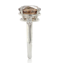 Platinum 6.37 Carat Champagne/Light Brown Genuine Zircon Diamond Ring (#J6923)