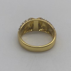 Gold Tone White Stone Ring Size 10